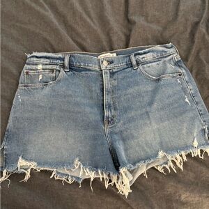 Abercrombie & Fitch Blue Jean Shorts Distressed High-Waisted